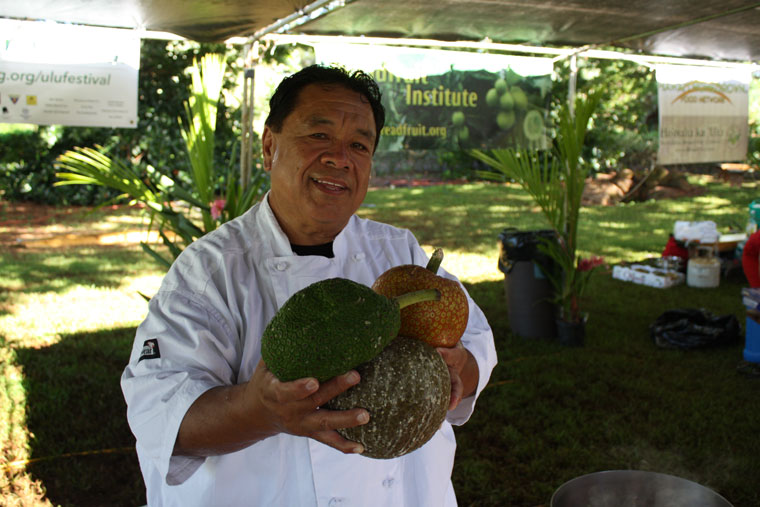 Sam Choy at the 2015 Breadfruit festival in Poipu. Photo courtesy of the National Tropical Botanical Gardens.