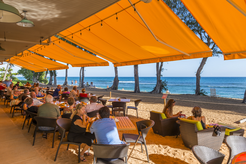 The only toes-in-the-sand dining on Kauai is at Lava Lava Beach Club. Daniel Lave photo.