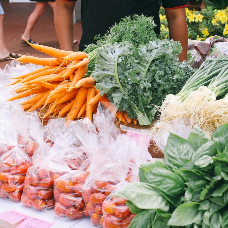 Produce for sale at a Farmers Market on Kauai, Hawaii