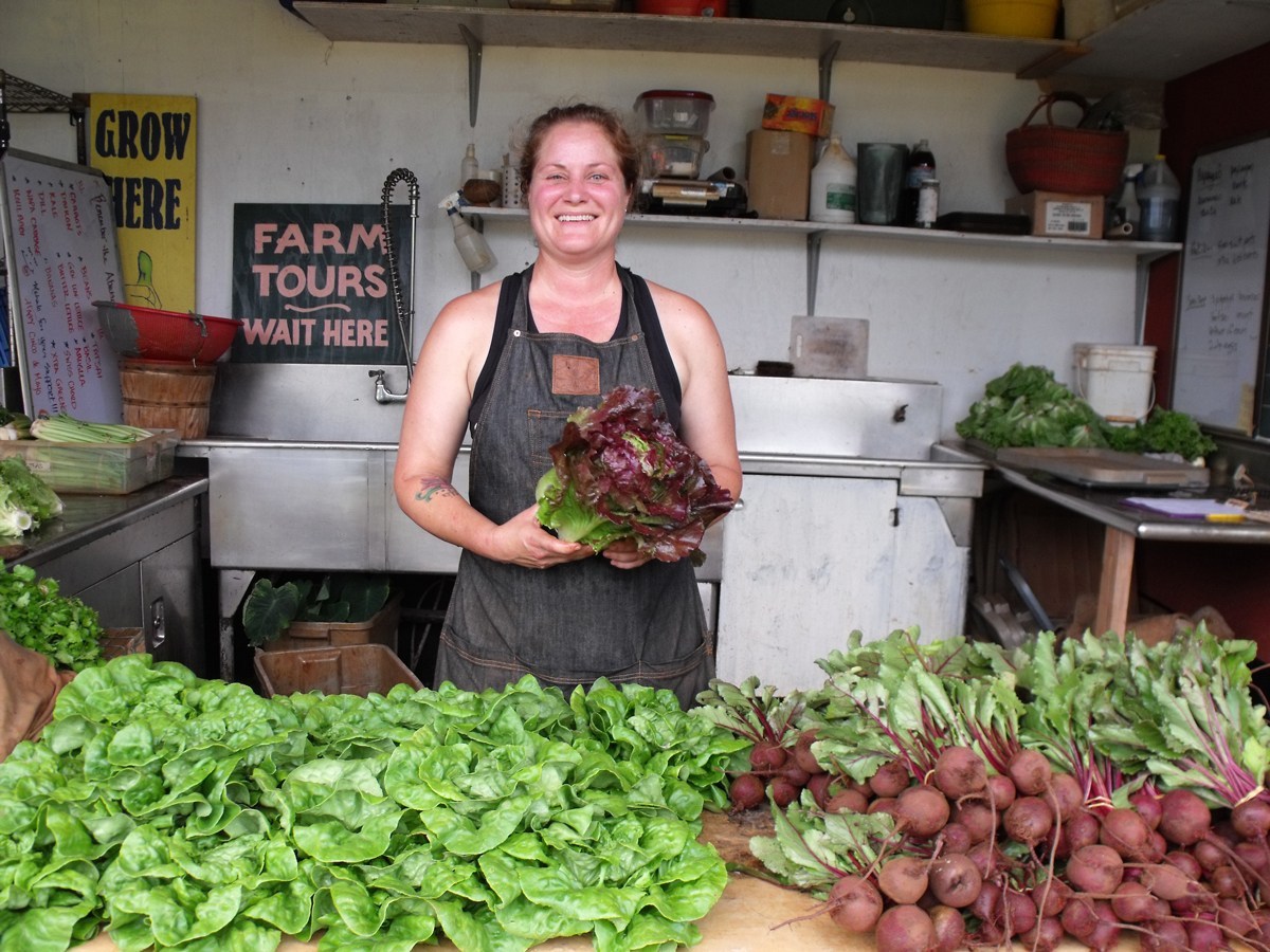 Marta Lane posing in the kitchen on Kauai, Hawaii