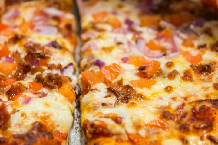 Pizza at restaurant on Kauai, Hawaii