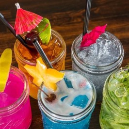 Cocktails at bar on Kauai, Hawaii